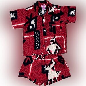 60s Jacqueline of Hawaii Barkcloth Kids Set